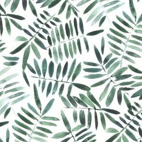 secret jungle - watercolour shamrock green leaves - nature fern - painted leaf greenery foliage b131-1