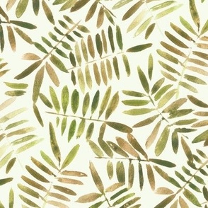 khaki secret jungle - watercolour green leaves - nature fern - painted leaf greenery foliage b131-14