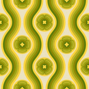 70s Floral Wave - Green