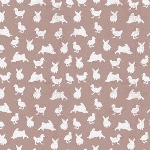 EASTER FRIENDS IN ROSE - SMALL - 3X3 - BUNNIES & DUCKS