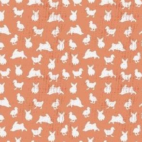 EASTER FRIENDS IN CORAL - SMALL - 1X1 - BUNNIES & DUCKS