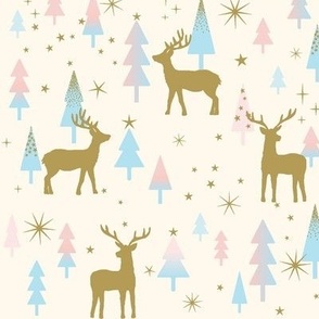 pastel and gold forest reindeer 