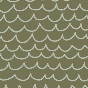 Large Print - Mermaid Play - Green Waves