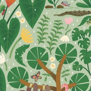 Joyful Jungle Animals in Lush Jungle / XL