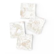 Country Dogs Toile Beige on White