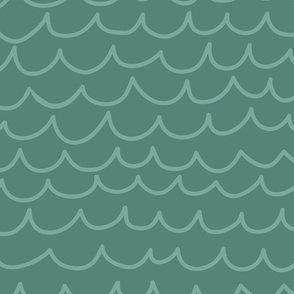 Large Print - Mermaid Play - Teal Waves