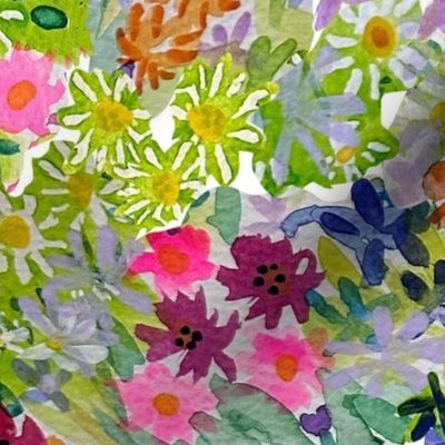 Spring Wildflower Burst Watercolor Floral (Large Scale)