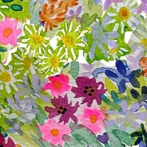 Spring Wildflower Burst Watercolor Floral (Large Scale)
