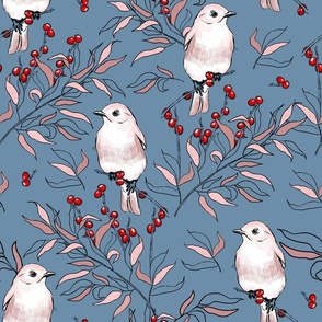 birds and berries pattern 