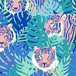 Pink Tigers in the Blue Jungle - Large