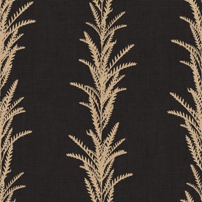 Vertical Leaves Beige on Charcoal