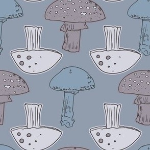 Spoonflower Fabric - Nature Walk Block Print Mushroom Leaves Fall Autumn Outdoors Printed on Petal Signature Cotton Fabric by The Yard - Sewing