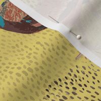 Peacock Wallpaper Large Design Yellow Teal Vibrant Fun Unique Texture Dots