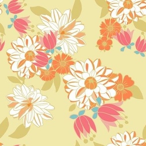 white all over floral on soft yellowyellow