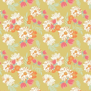 tropical floral on gold