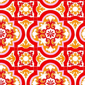 Red Mediterranean tiles,mosaic art
