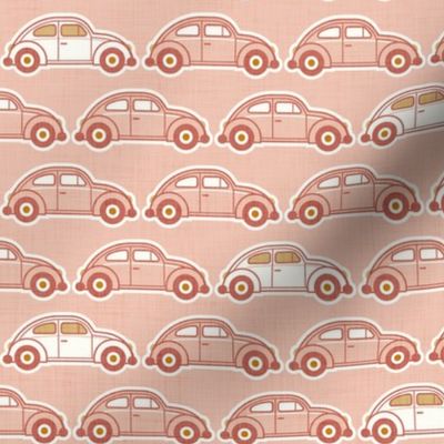 Vintage Cars- Pink- Beetle-70s - Bohemian- Boho- Cars Wallpaper- Small