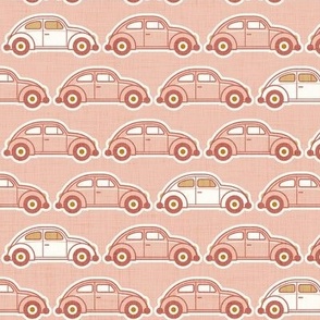 Vintage Cars- Pink- Beetle-70s - Bohemian- Boho- Cars Wallpaper- Small