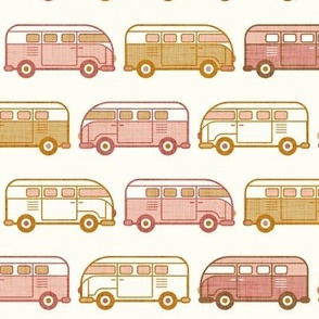 Vintage Vans- Pink and Gold- Natural Background- Vintage Cars- Camping Van-70s - Bohemian- Boho- Earth Tones Wallpaper- Small