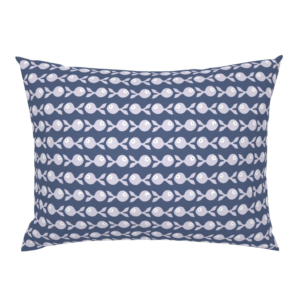 small - little fish swimming in lavender and grey blue