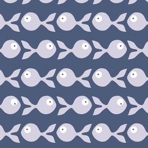 small - little fish swimming in lavender and grey blue