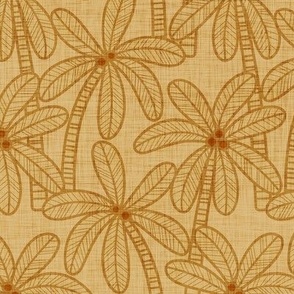 Palm Trees- Vintage Colors- Dark Honey Gold-  Bohemian Botanical- Boho Plants- Earth TonesTropical Wallpaper- Small