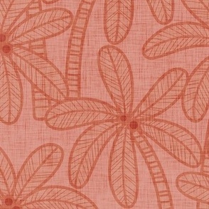 Palm Trees- Vintage Colors- Dark Pink-  Bohemian Botanical- Boho Plants- Coral Tropical Wallpaper- Medium