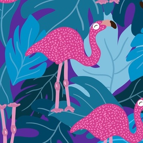 Flamingo nature - purple background 