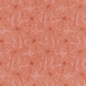 Palm Trees- Vintage Colors- Dark Pink-  Bohemian Botanical- Boho Plants- Coral Tropical Wallpaper- sMini