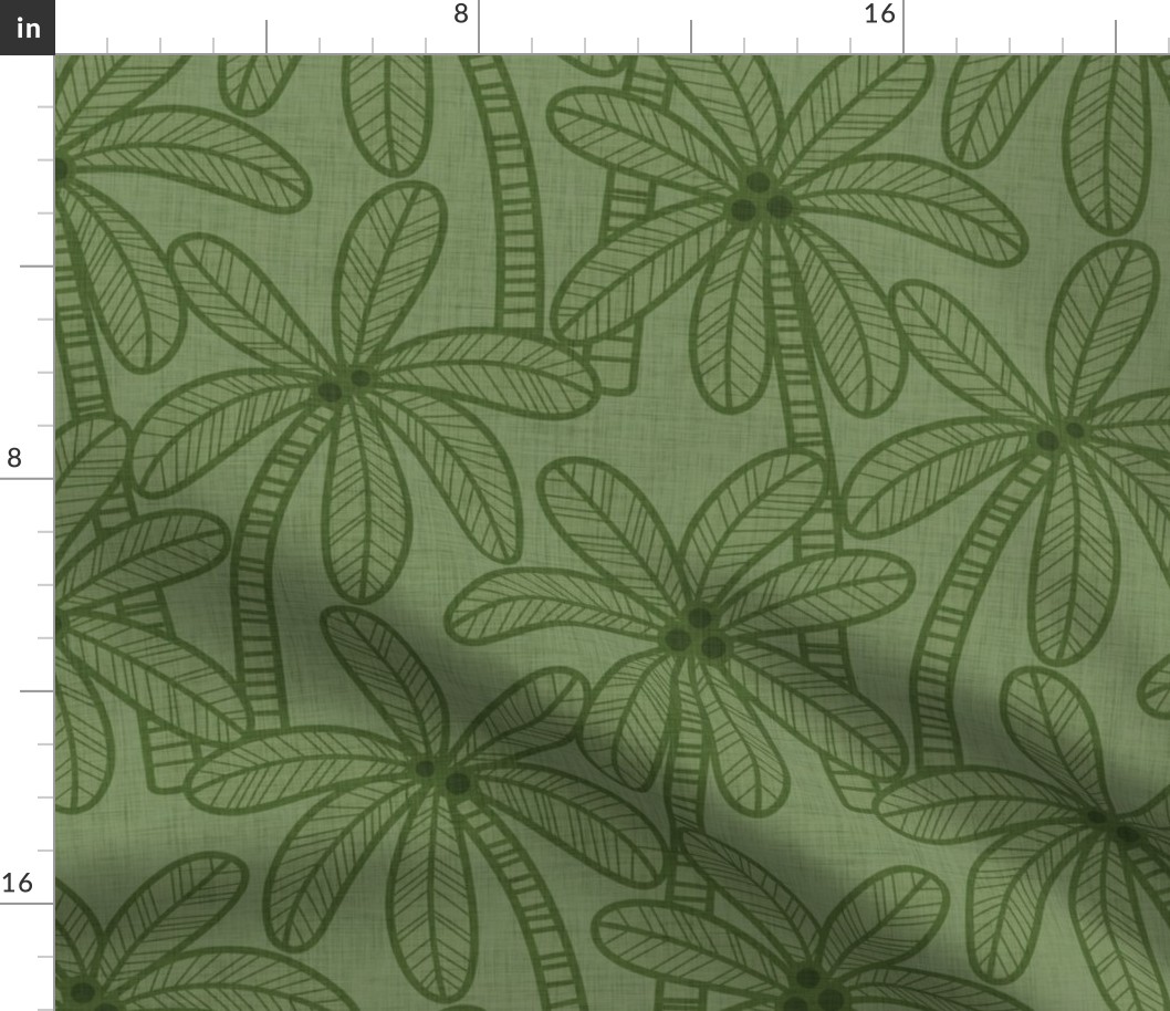 Palm Trees- Vintage Colors- Earthy Green-  Bohemian Botanical- Boho Plants- Tropical Wallpaper- Large