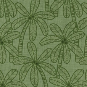 Palm Trees- Vintage Colors- Earthy Green-  Bohemian Botanical- Boho Plants- Tropical Wallpaper- Small