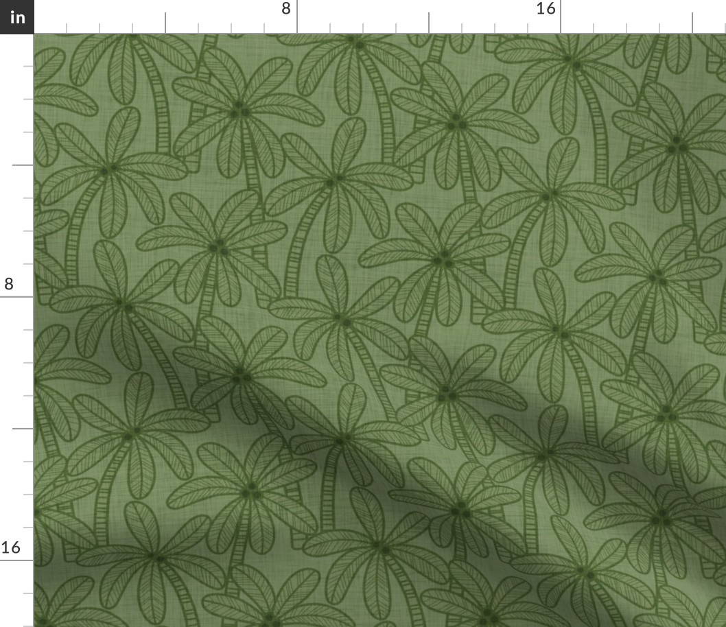 Palm Trees- Vintage Colors- Earthy Green-  Bohemian Botanical- Boho Plants- Tropical Wallpaper- Small