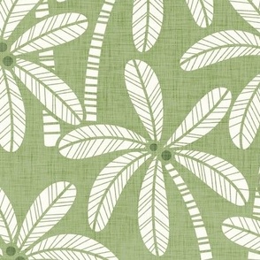 Palm Trees- Vintage Colors- Green-  Bohemian Botanical- Boho Plants- Tropical Wallpaper- Medium