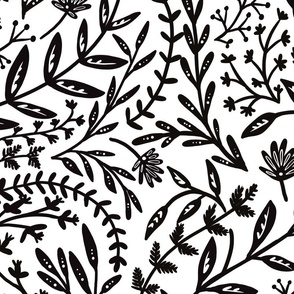 black and white leaves wallpaper scale