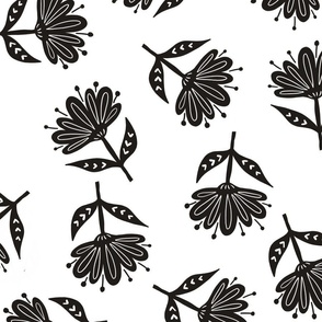 black and white vintage flowers wallpaper scale