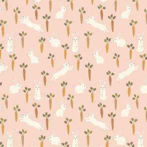 small easter rabbits and carrots on pink girls