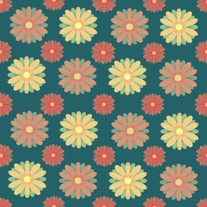 Bold Daisies in Teal and Yellow Polka Dot
