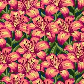 Pink Star Gazer Lilies - Medium 