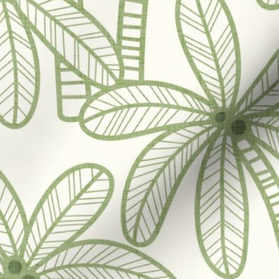 Palm Trees- Vintage Colors- Green on Natural Background-  Bohemian Botanical- Boho Plants- Tropical Wallpaper- Large