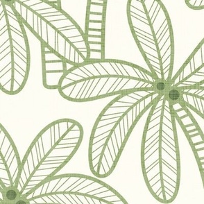 Palm Trees- Vintage Colors- Green on Natural Background-  Bohemian Botanical- Boho Plants- Tropical Wallpaper- Large