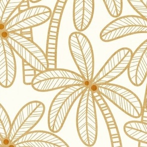 Palm Trees- Vintage Colors- Honey Gold on Natural Background-  Bohemian Botanical- Boho Plants- Earth TonesTropical Wallpaper- Medium
