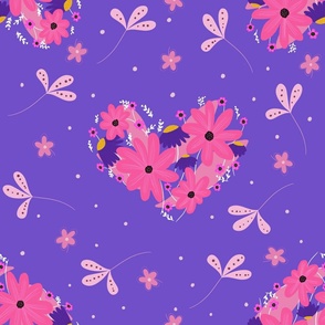 Heart flowers - purple