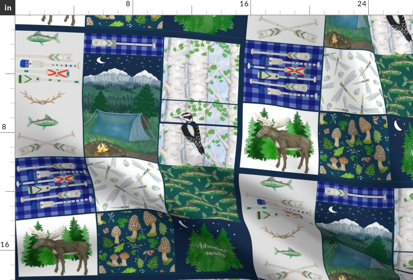 Camp Out Theme Rustic Boys Quilt Style Blanket 