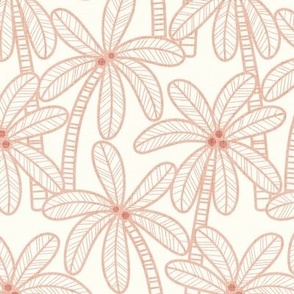 Palm Trees- Vintage Colors- Pink on Natural Background-  Bohemian Botanical- Boho Plants- Tropical Wallpaper- Small
