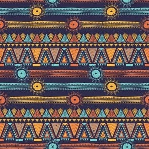 Bohemian Tribal Pattern in Orange, Turquoise, and Amber