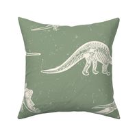 Large Excavated Jurassic Dinosaur Fossils with a Distressed Textured background in Sage Green