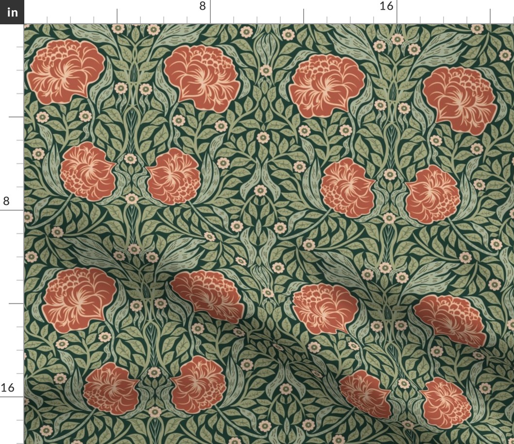 William Morris Style Vintage Floral Wallpaper - Small Scale