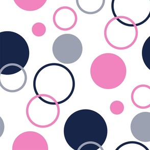 Modern Circles Pattern - Pink, Blue and Gray