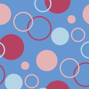 Modern Circles Pattern - Dusty Blue and Pink