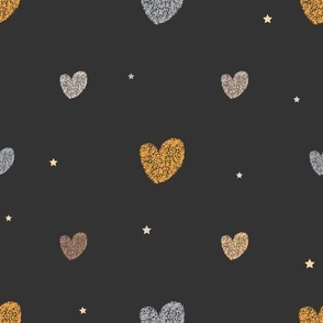 Hearts on dark grey background